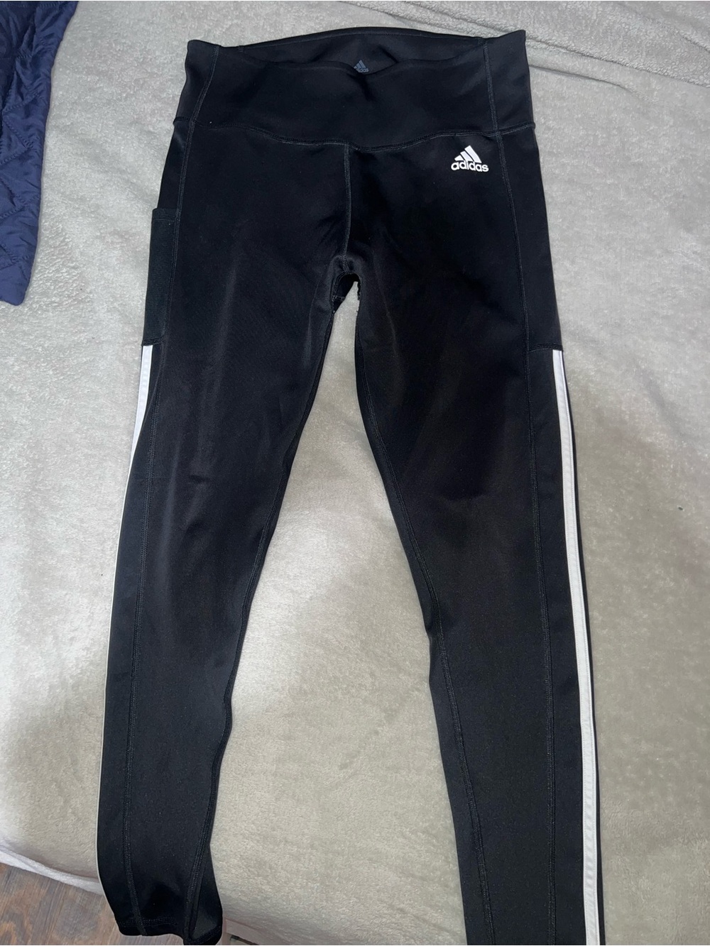adidas Black Leggings with White Side Stripes